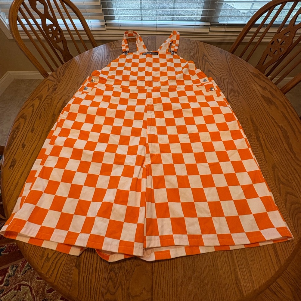Game Days Tennessee Vols Classic Orange & White Checkered Overalls 3XL Shortalls